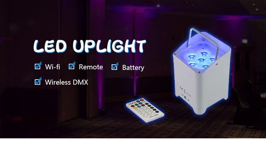 Wireless Battery Powered Par Light 6x18W RGBWA+UV led uplight
