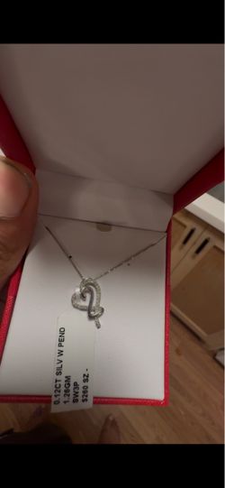 0.12CT Natural Diamond Silver Heart Pendant Necklace