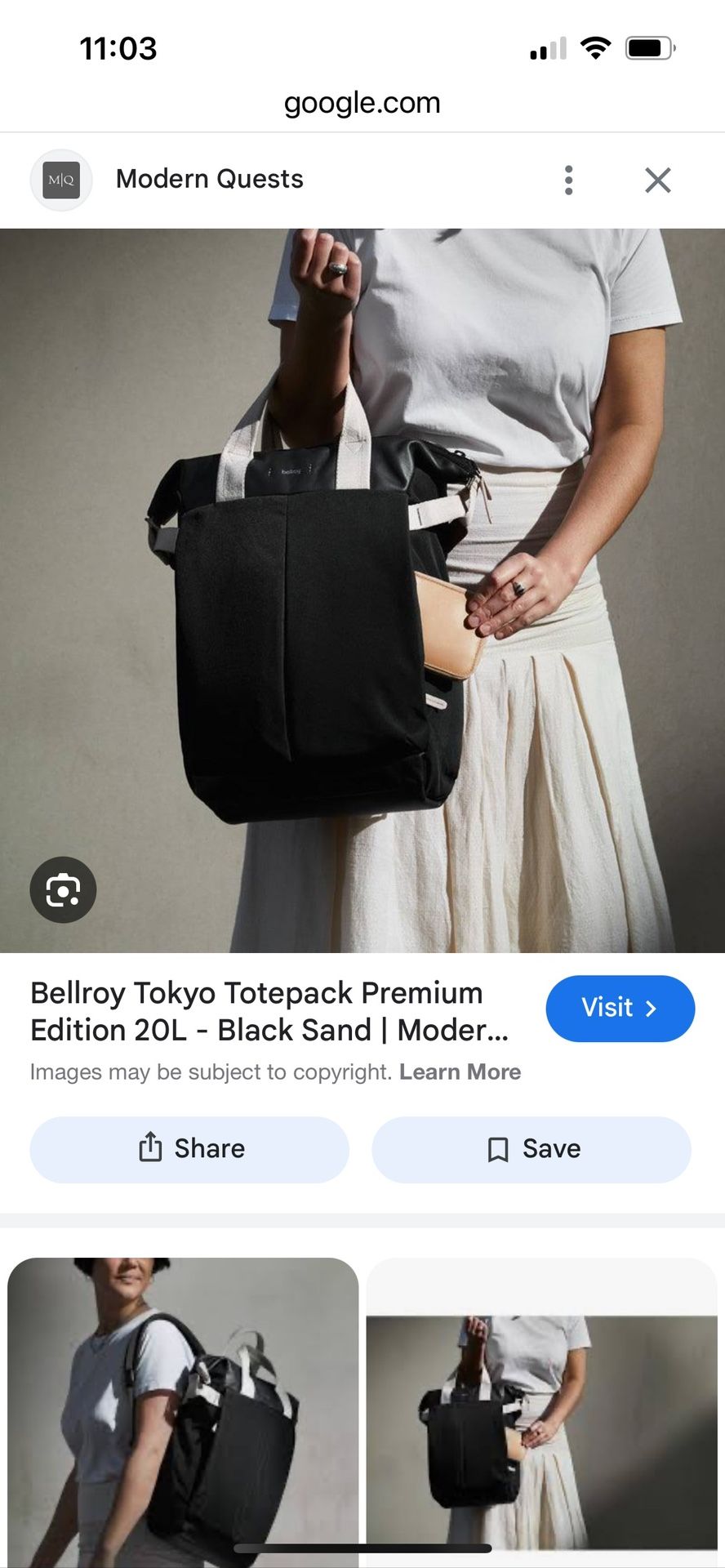 Bellroy Tokyo Tote pack Black Sand 