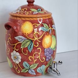 VILLA ANTIQUA Tabletops Unlimited - Large BEVERAGE CROCK Drink Dispenser Samovar