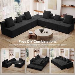 128" U-Shaped Cloud Sectional Couch for Living Room