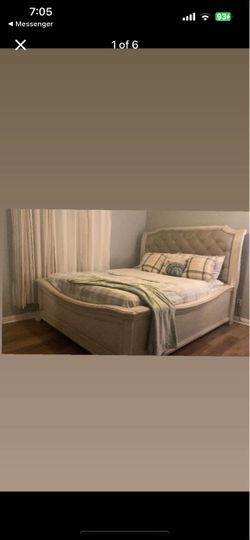 Cal king bed frame in good condition farm style