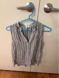 Nordstrom Blue Stripe Button Tank Top