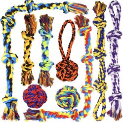 Large Tough Chew Toys for Aggressive Chewers Large Breed,Heavy Duty Dental Rope Toys Kit for Medium Dogs,5 Knots Indestructible Cotton Puppy Teething 