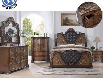 New special FW900 queen size 5pc bedroom bed dresser mirror night stand chest