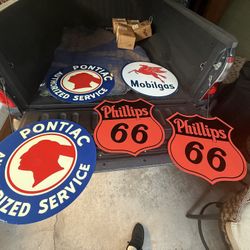 Gas signs pontiac and mobile gas are 28x28 phillips is 23x23 $80 Each