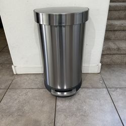 simplehuman 60 Liter Semi-Round Hands-Free Kitchen Step Stainless Steel Trash Can with Soft-Close Lid, Brushed