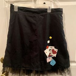 Black Skirt With Playing Cards Design 