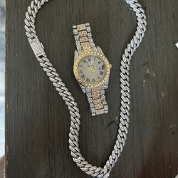 Moissanite chain and watch