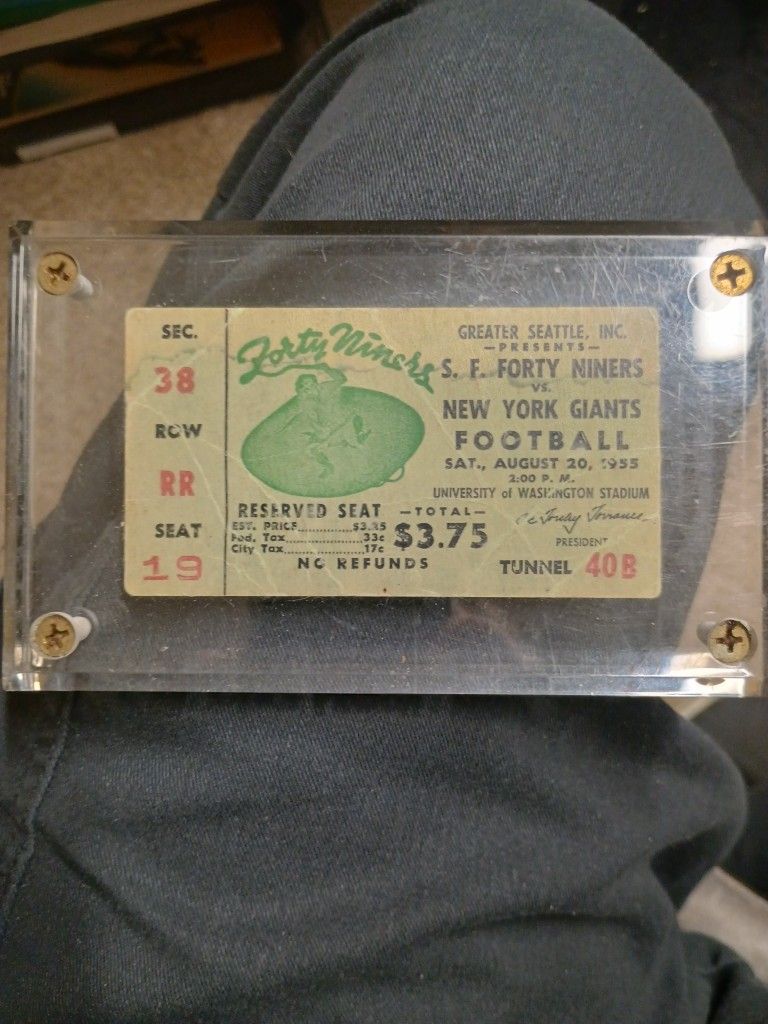 1955 N.Y. Giants/S.F.49ers ticket stub