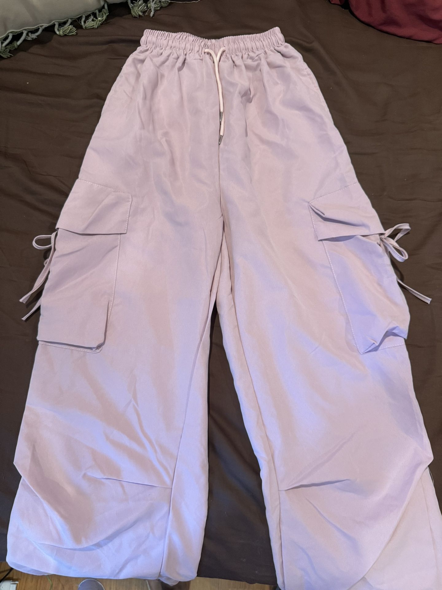 Pink Hiphop Jogger Pants Pockets Kpop Idol Ribbon