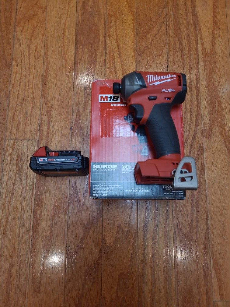 Milwaukee M18 'Fuel' 1/4" Surge Hex Impact Driver, Battery