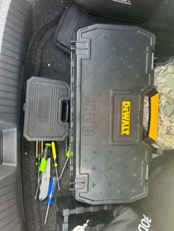 De walt and high speed tool boxes with screwdrivers and box cutter