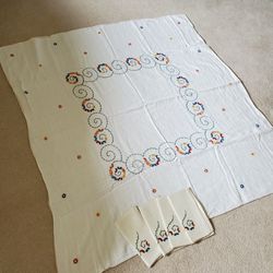 Vintage Hand Stitches Table Cloth