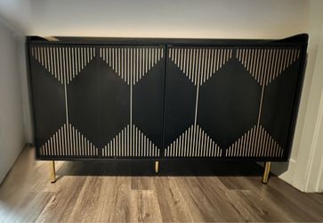 Modern Black & Gold 4-Door Sideboard Buffet Cabinet (ALREADY ASSEMBLED)