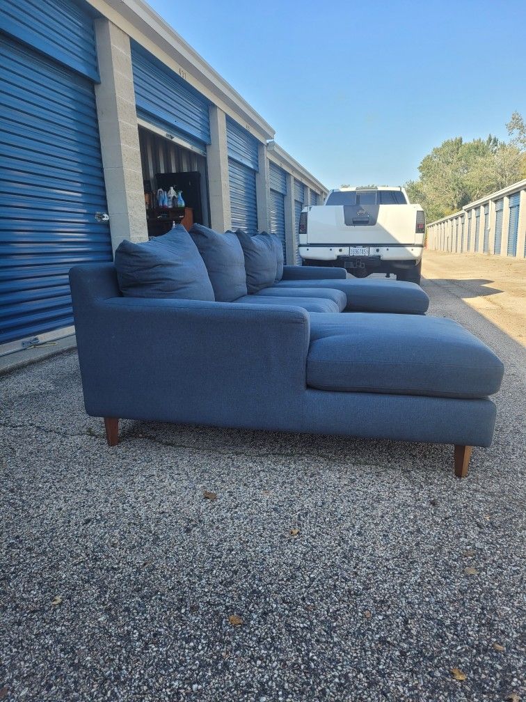 Interior Define Navy Blue 2 Vhaise Sectional (Delivery Available)