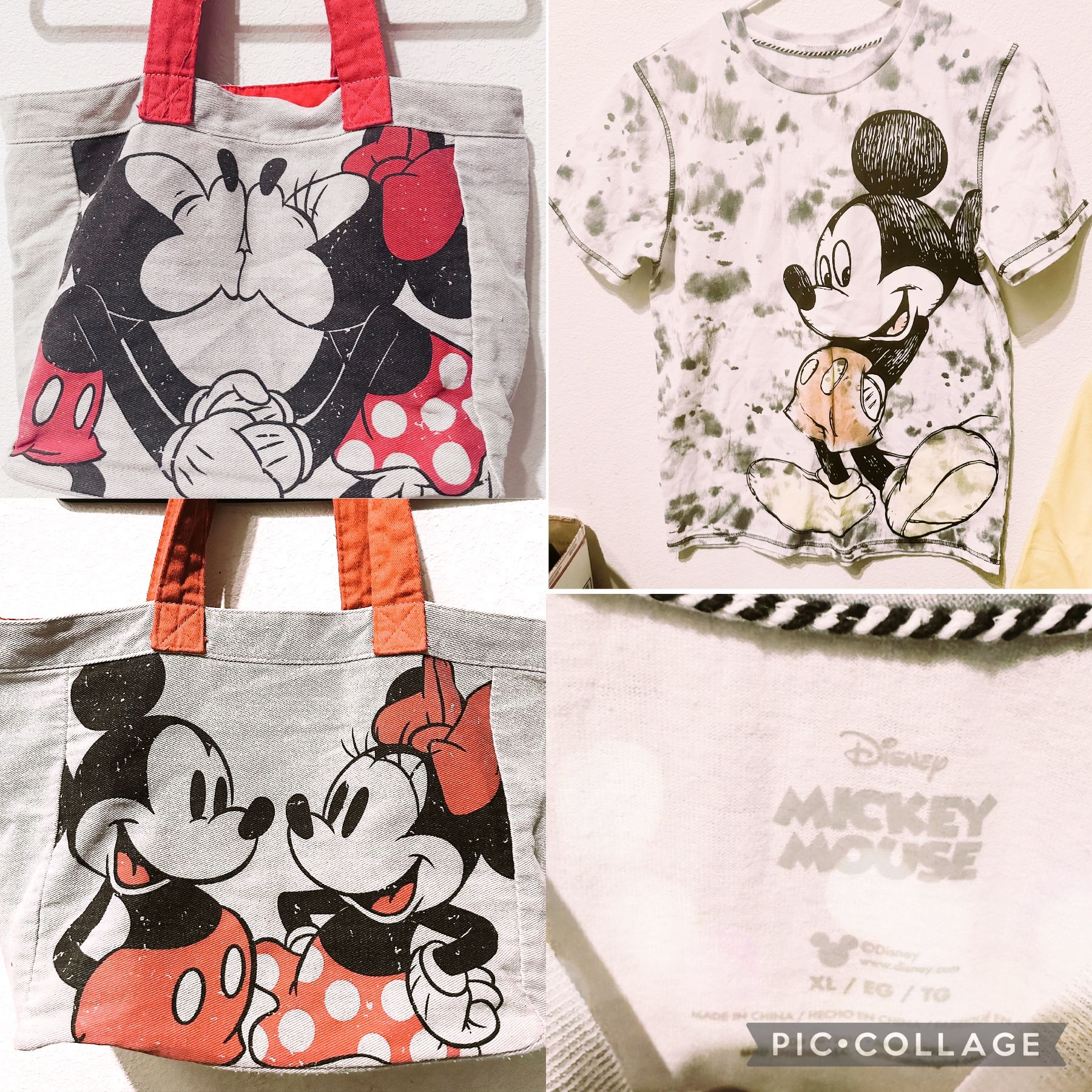 Mickey Mouse T-Shirt Size XL  with a Mickey Mouse & Mini  Mouse Bag