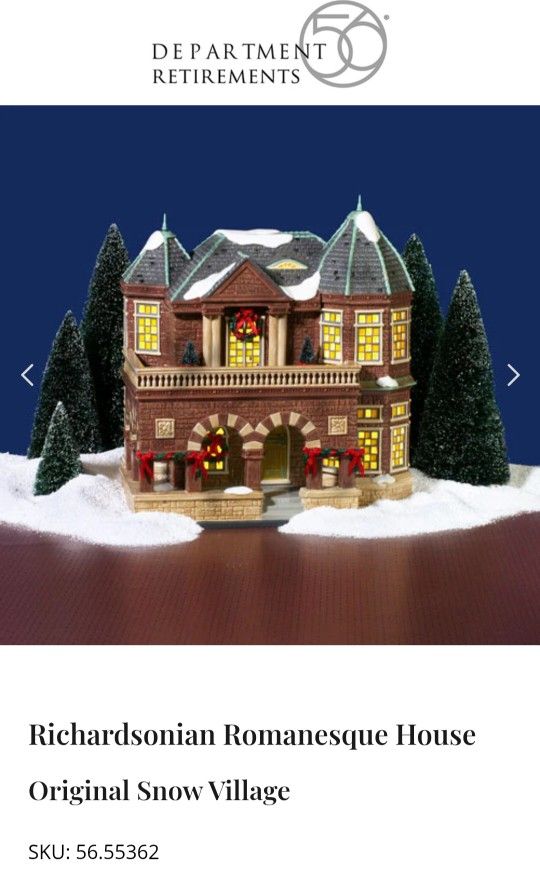 Brand New RETIRED DEPT 56 SNOW VILLAGE RICHARDSONIA ROMANESQUE House Never Used Or Displayed 
