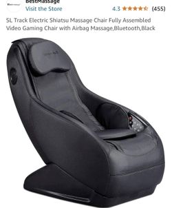 SL Track Electric Shiatsu Massage Chair Fully Assembled Video Gaming Chair with Airbag Massage, Bluetooth, Black