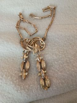 Vintage Gold-Tone Rhinestone Drop Necklace
