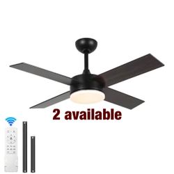 42 in. Color Changing Integrated LED Indoor Matte Black Downrod Mount Standard Ceiling Fan with Ligh