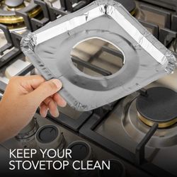 56 Pcs Aluminum Foil Square Stove Burner Covers Disposable Heavy Thick Quality Bib Liners Drip Pans Gas Range Top Protectors 8.5”