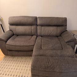 Gray Reclining Couch with Chaise