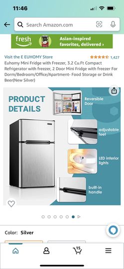 EUHOMY Mini Fridge with Freezer, 3.2 Cu.Ft Compact Refrigerator with  freezer, 2 Door Mini Fridge with freezer For Dorm/Bedroom/Office/Apartment-  Food