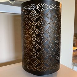 Black/gold Perforated Hurricane Candle Holder