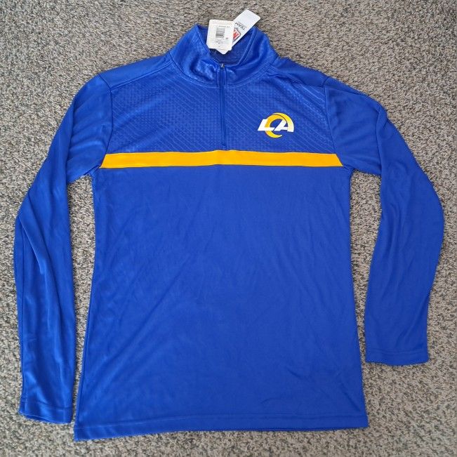Los Angeles Rams NFL Mens Quarter 1/4 Zip Pullover Sweater Warm Up NWT Medium
