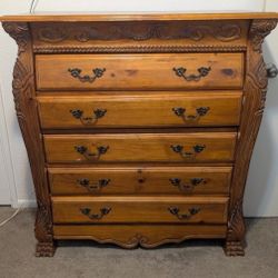 Beautiful Solid Oak Wood Dresser And Two End Tables