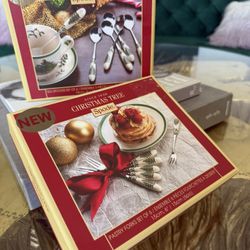 Spode Christmas Tree Spoons And Forks! 6 Each Box! 25$ Each Box! Firm On Price! 