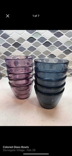 Colored Glass Purple And Blue Bowls