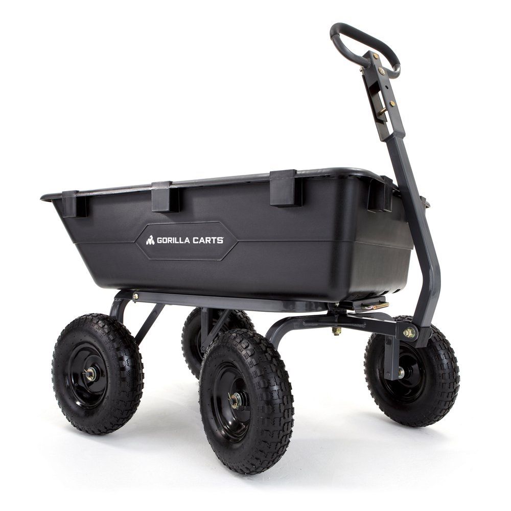 Gorilla Carts GOR6PS 1200-lb. Heavy-Duty Poly Dump Cart, 13" Tires Black - 13"