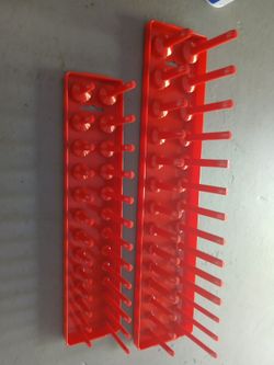 Red Plastic Socket Organizer Rack Set of 2
