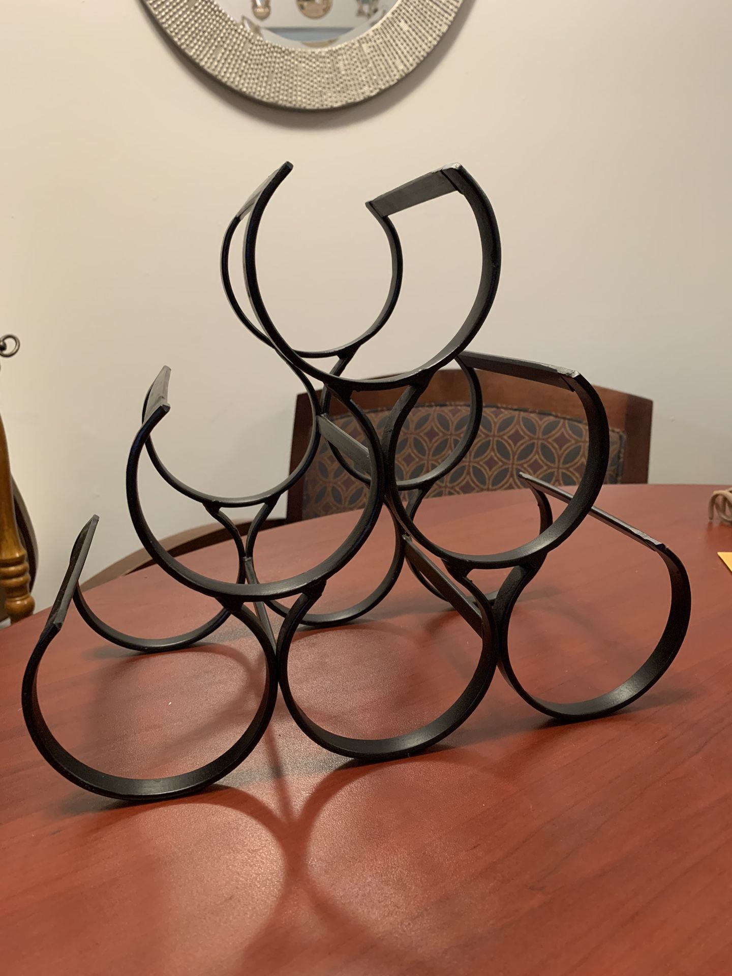 Metal 6 Bottle Wine Rack, 12" x 7" x 10", Black