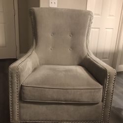  Gray Nailhead  Wingback Accent Chair  Like New