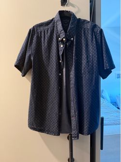 Tommy Hilfiger Large Men’s Navy Blue Patterned Button Down Shirt