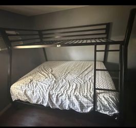 Metal Bunk Bed Frame with Ladder Twin over Full