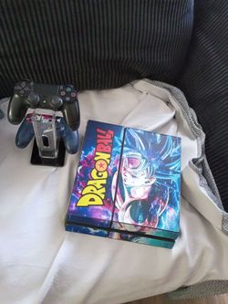 PS4 Console with Dragon Ball Skin and Controller