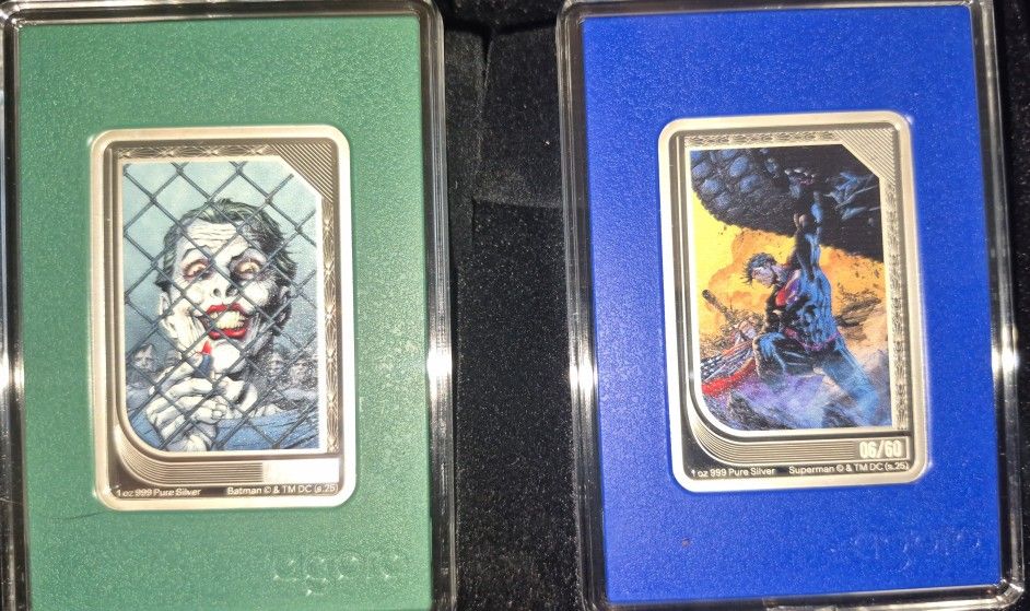 2025 D.C. Comics Box Set Of 2× 1 Troy Oz Silver Coins