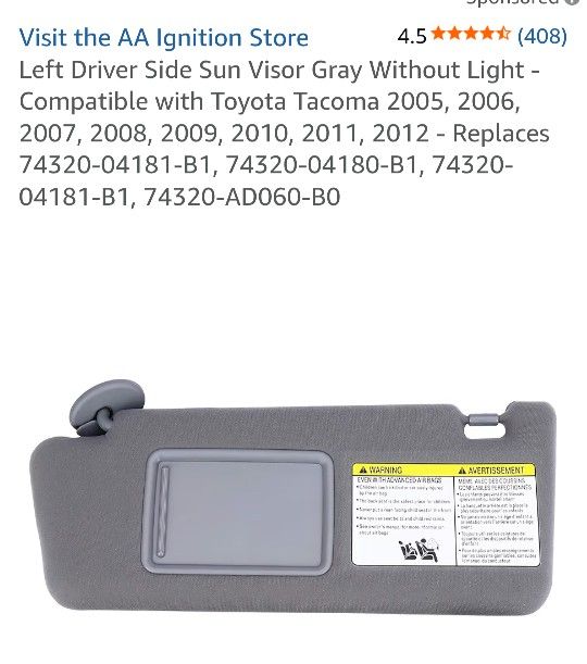 New LEFT Side SUN VISOR. See 👀 All Photos For Vehicle It Goes For . Cash And Pickup Only
