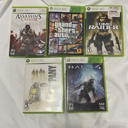 Xbox 360 Halo 4, Grand Theft Auto 5, Tomb Raider Underworld 5-games