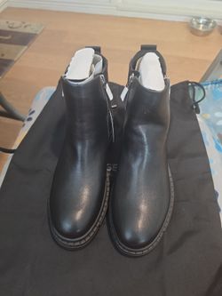 Black Leather Ankle Boots with Side Zipper