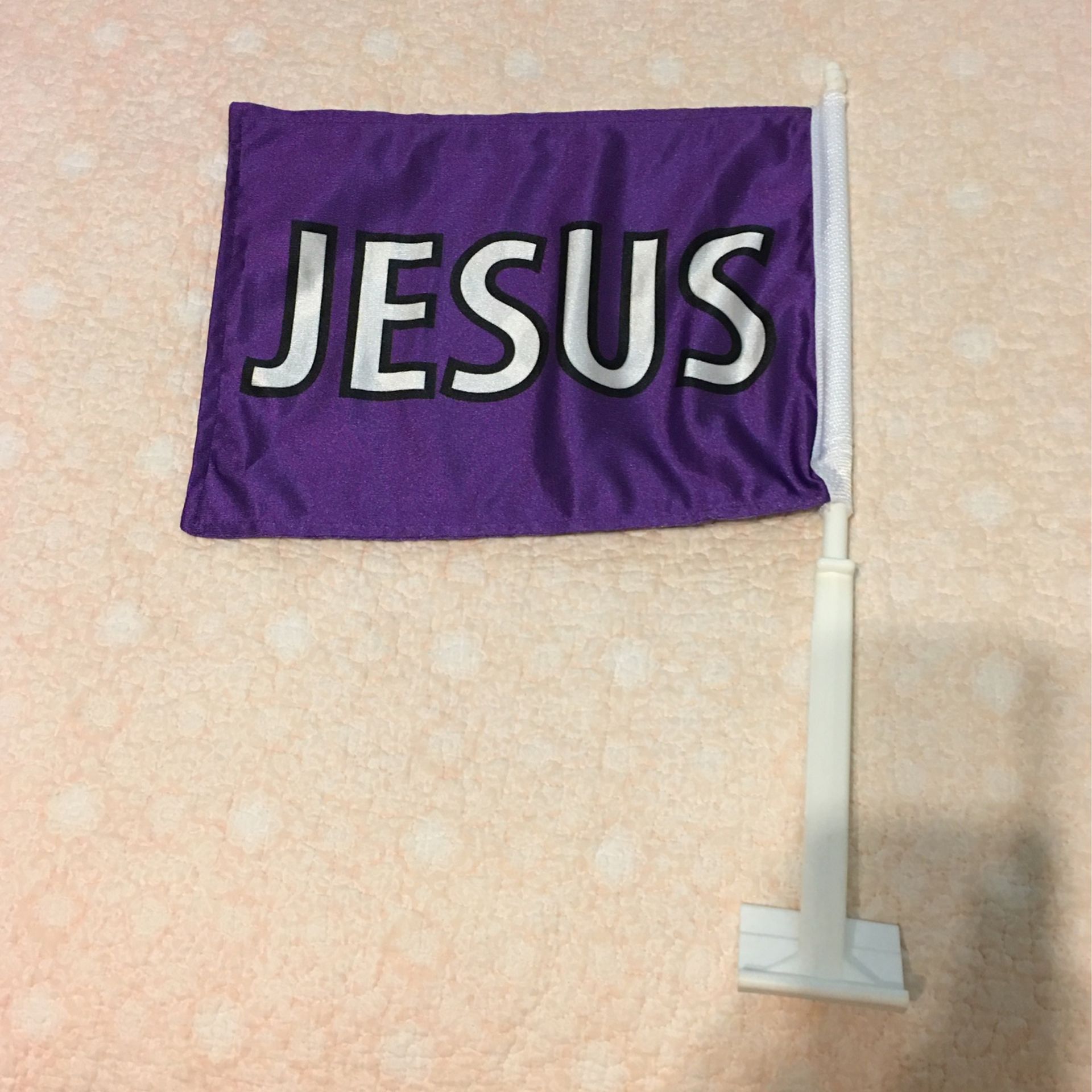 Purple Car Window Jesus Flag