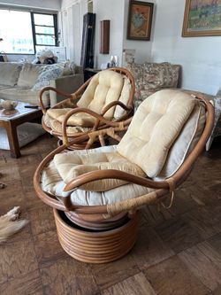Free Pair of Vintage Pier 1 Swivel Rocking Chairs