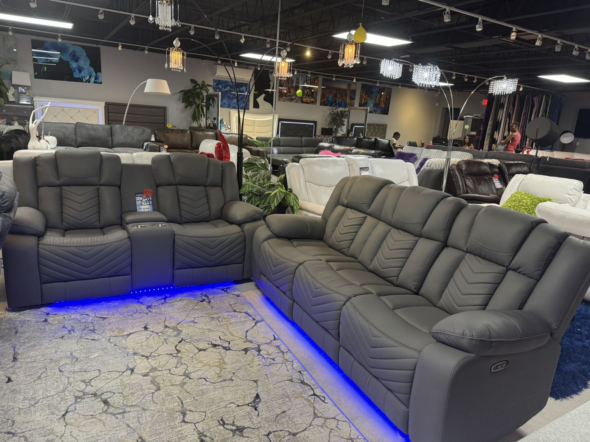 2 Pc Power Reclining Sofa And Love With Led Lights Labor Day Special