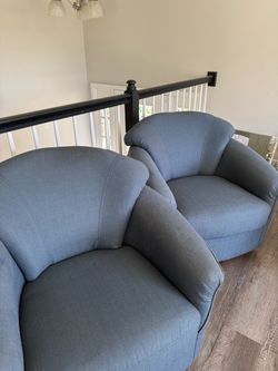 Blue/Gray Swivel Rocking Chairs - Both for $25