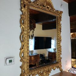 1940s Vintage French Gold Wall Mirror