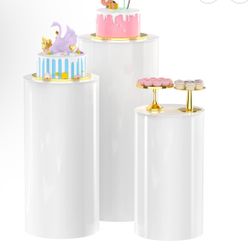 White cylinder pedestal stand